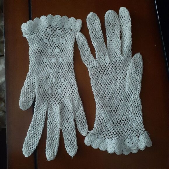 unknown Other - Vintage crochet white gloves girls child size handmade crocheted vintage gloves